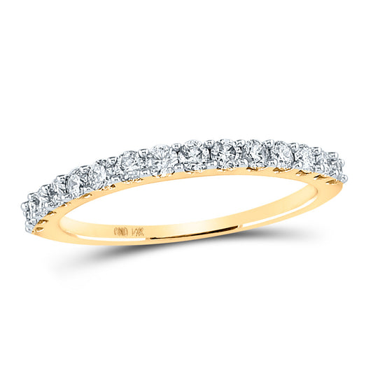 14K Yellow Gold Womens Round Diamond Wedding Anniversary Band 1/2 Cttw, Womens Size: 5-10
