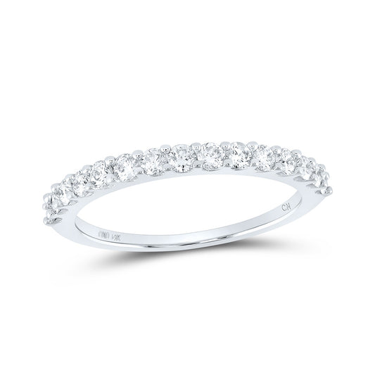 14K White Gold Womens Round Diamond Wedding Anniversary Band 1/2 Cttw, Womens Size: 5-10