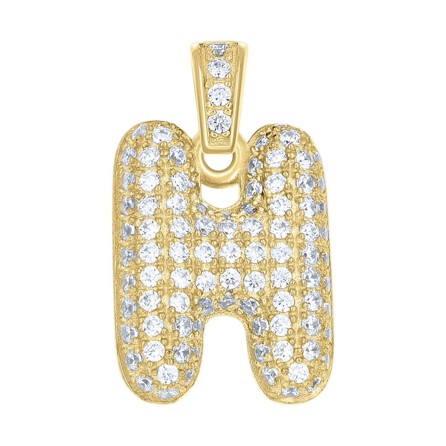 10K Yellow Gold Unisex Cubic-Zirconia Bubble Initial Letter Charm Pendant
