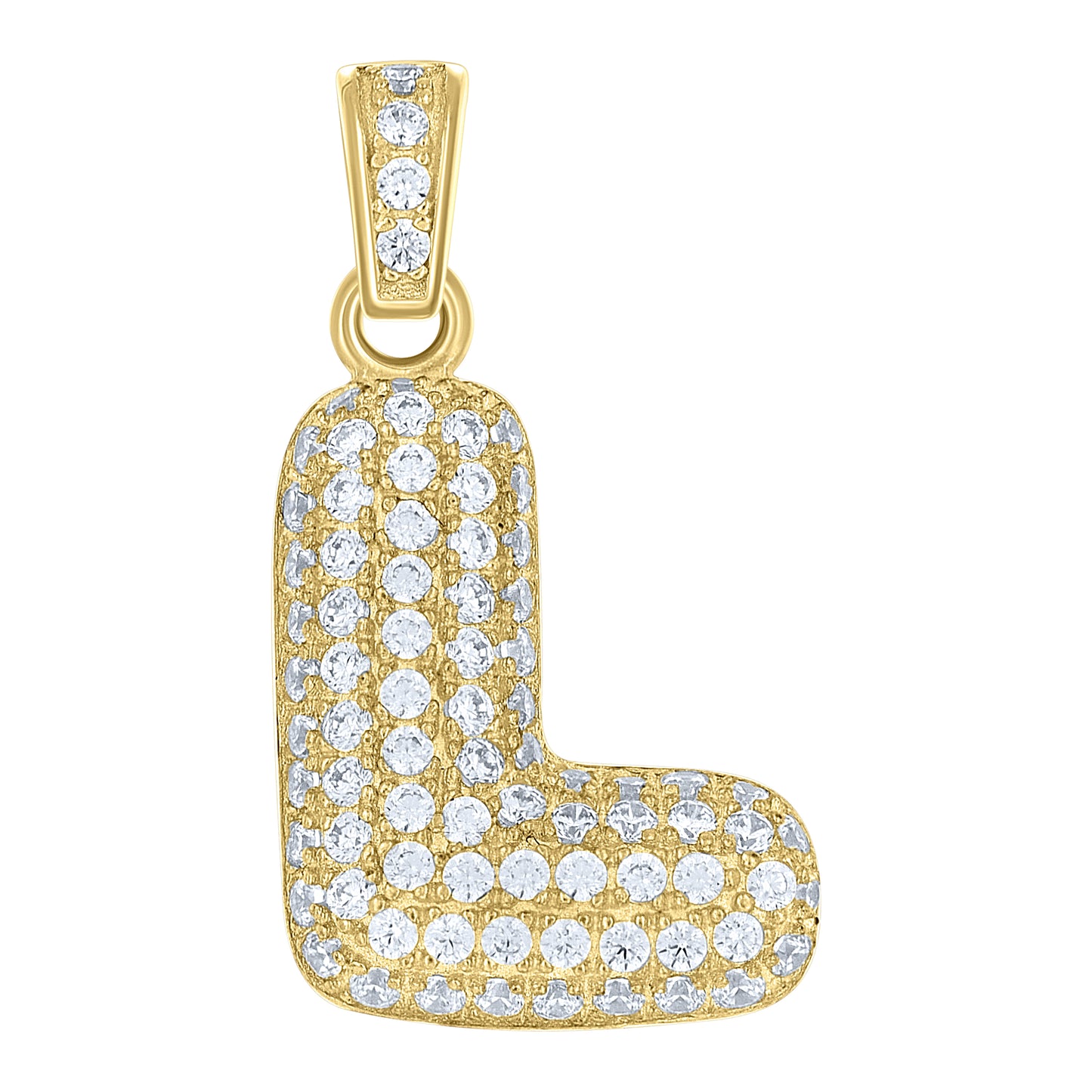 10K Yellow Gold Unisex Cubic-Zirconia Bubble Initial Letter Charm Pendant