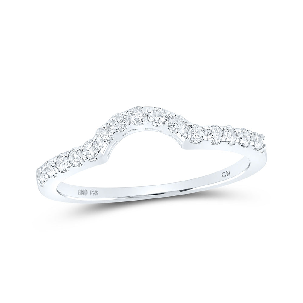 14K Yellow Or White Gold  Womens Round Diamond Curved Wedding Enhancer Band Ring 1/4 Cttw, Womens Size: 5-10