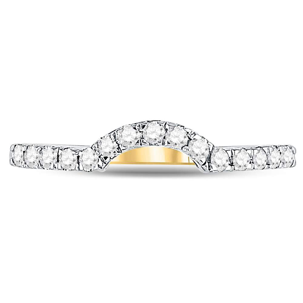 14K Yellow Or White Gold  Womens Round Diamond Curved Wedding Enhancer Band Ring 1/4 Cttw, Womens Size: 5-10