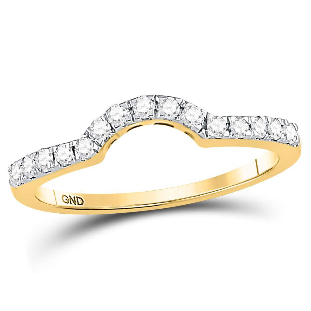 14K Yellow Or White Gold  Womens Round Diamond Curved Wedding Enhancer Band Ring 1/4 Cttw, Womens Size: 5-10