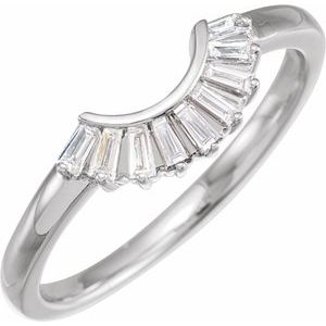 14K White Gold Lab-Grown Diamond Tapered Baguette 2.6 X 1.3 X 1.1 Mm Lab-Grown Diamond Polished 1/4 Ctw Lab-Grown Diamond Contour Band Size 7