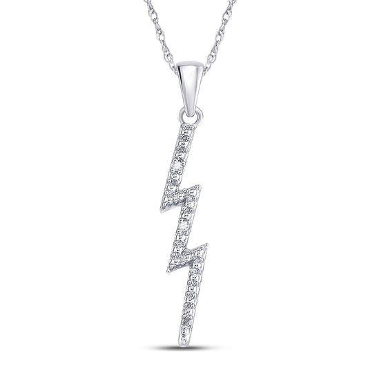 Sterling Silver Womens Round Diamond-accent Lightning Bolt Pendant .01 Cttw, Length: 1.19 In, Width: 0.23 In