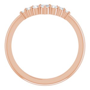 14K Rose Gold Round 6.5 Mm Si2-Si3, G-H :: 1/6 Ctw Polished 1/6 Ctw Natural Diamond Matching Band Size 7