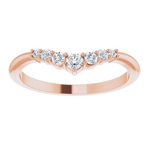 14K Rose Gold Round 6.5 Mm Si2-Si3, G-H :: 1/6 Ctw Polished 1/6 Ctw Natural Diamond Matching Band Size 7