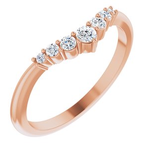 14K Rose Gold Round 6.5 Mm Si2-Si3, G-H :: 1/6 Ctw Polished 1/6 Ctw Natural Diamond Matching Band Size 7