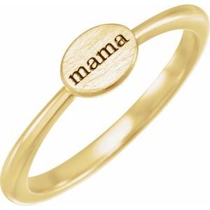 14K Yellow Gold Mama Polished "Mama" Family Ring Size 7