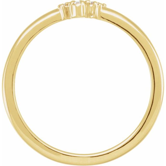14K Yellow Gold Round Polished .04 Ctw Natural Diamond Rose-Cut And Faceted Cluster Stackable Ring, Size 7