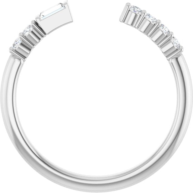 14K White Gold Emerald Si2-Si3, Ghi Polished 1/6 Ctw Natural Diamond Matching Band, Size 7