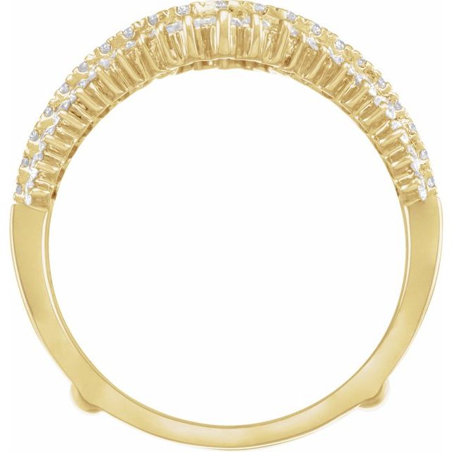 14K Yellow Gold Straight Baguette 2.8 X 1.4 Mm Polished 1 Ctw Natural Diamond Ring Guard, Size 7