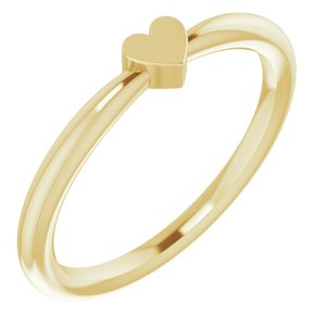 14K Yellow Gold 1-Heart Family Engravable Ring Size 7