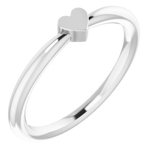 14K White Gold 1-Heart Family Engravable Ring Size 7