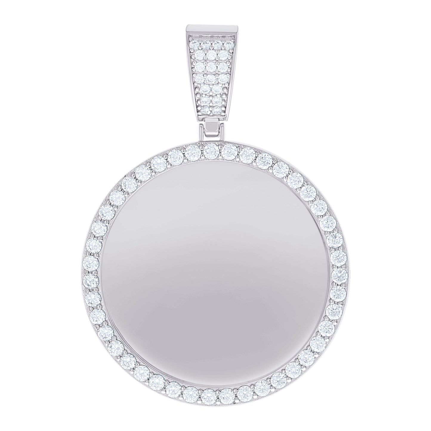 Sterling Silver Mens Cubic-Zirconia Picture Frame Charm Pendant