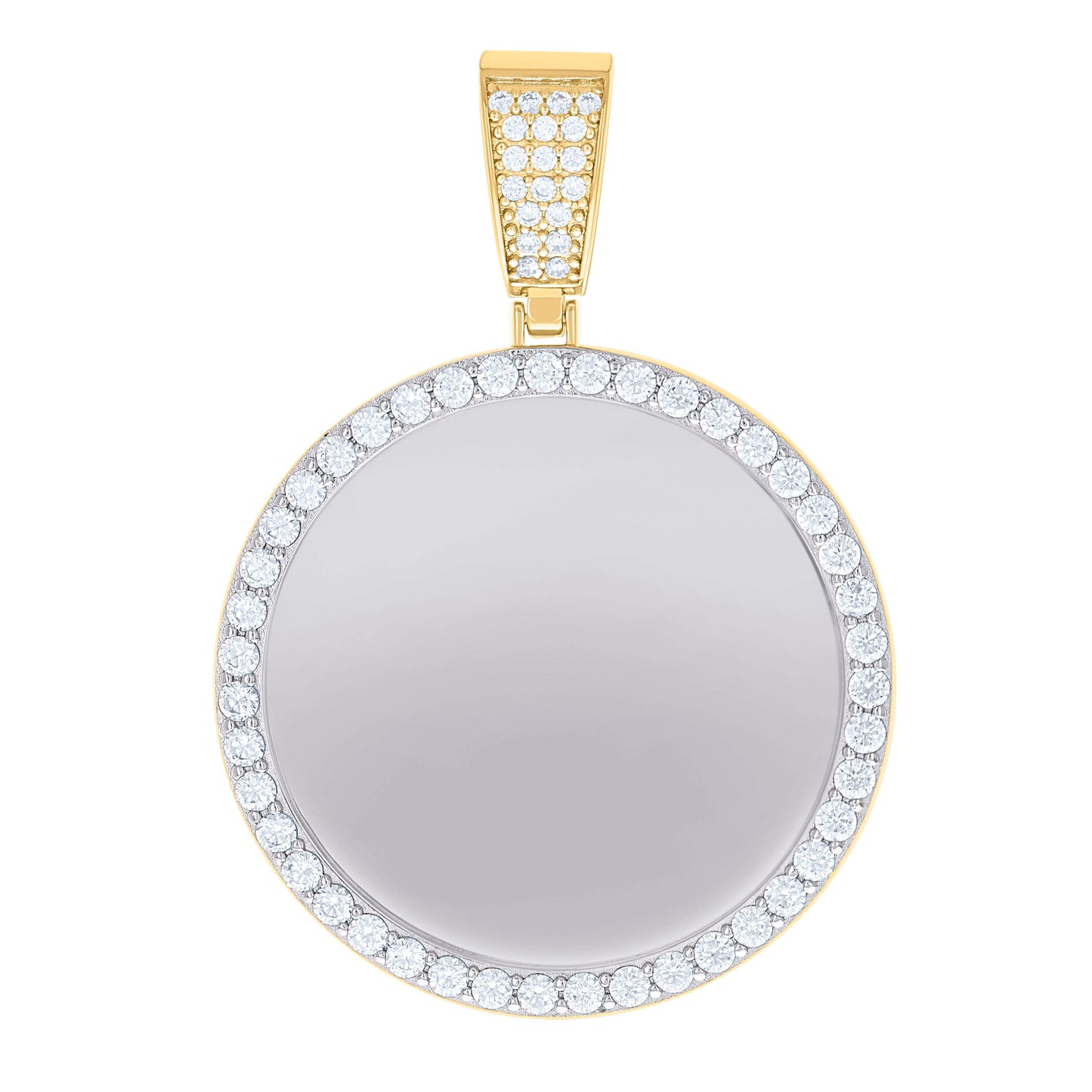 Sterling Silver Mens Cubic-Zirconia Picture Frame Charm Pendant