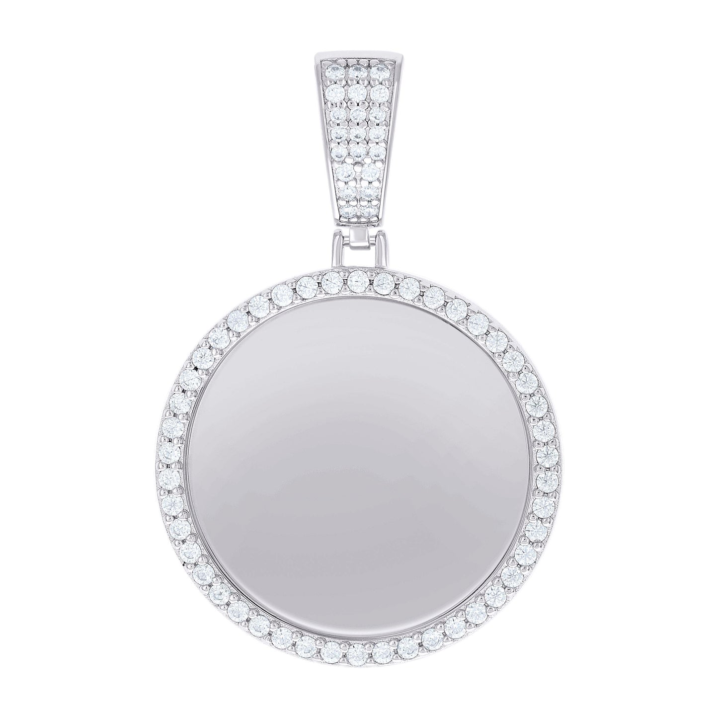 Sterling Silver Mens Cubic-Zirconia Picture Frame Charm Pendant
