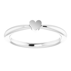 14K White Gold 1-Heart Family Engravable Ring Size 7