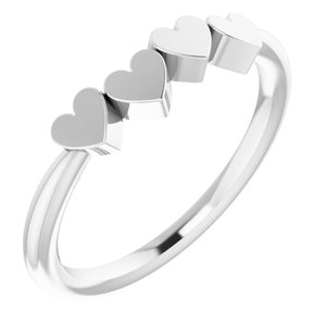 Sterling Silver 4-Heart Family Engravable Ring Size 7