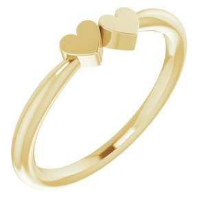 14K Yellow Gold 2-Heart Family Engravable Ring Size 7