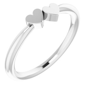 Sterling Silver 2-Heart Family Engravable Ring Size 7