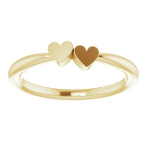 14K Yellow Gold 2-Heart Family Engravable Ring Size 7