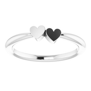 Sterling Silver 2-Heart Family Engravable Ring Size 7