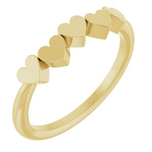 14K Yellow Gold 5-Heart Family Engravable Ring Size 7