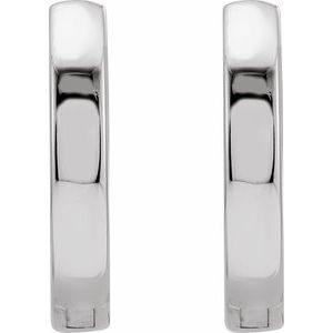 18K White Gold Pair Hinged Hoop Earrings, Length: 16 Mm, Thickness: 2.5 Mm