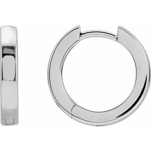 18K White Gold Pair Hinged Hoop Earrings, Length: 16 Mm, Thickness: 2.5 Mm