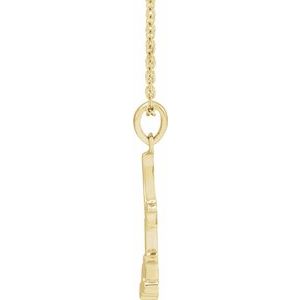 14K Yellow Gold 22.36 X 6.73 Mm 16-18 In Polished Rose Necklace With Stem