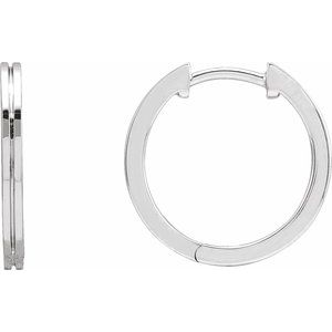 14K White Gold Pair Hoop Earrings, Length: 15 Mm, Thickness: 1.4 Mm