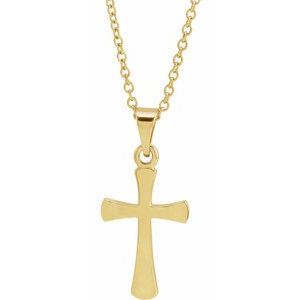 14K Yellow Gold 16.11 X 8.04 Mm 18 In Polished Cross Necklace