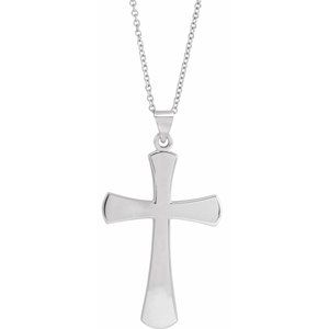 14K White Gold 30.5 X 19 Mm 18 In Polished Cross Necklace