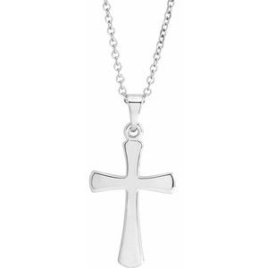 Sterling Silver 16.11 X 8.04 Mm 18 In Polished Cross Necklace