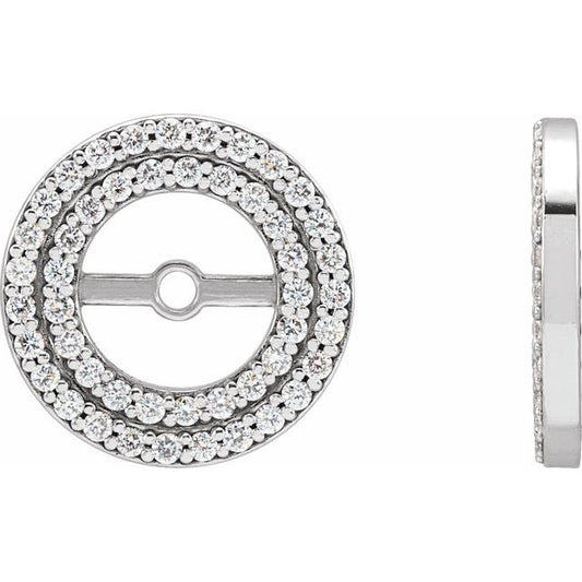 14K White Gold 5.1 Mm Polished 1/5 Ctw Diamond Earring Jackets