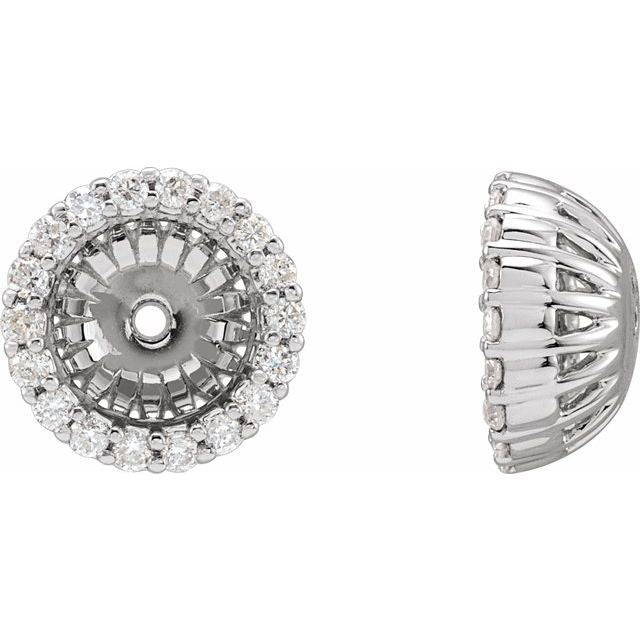 Platinum 6.1 Mm Polished 1/5 Ctw Diamond Earring Jackets