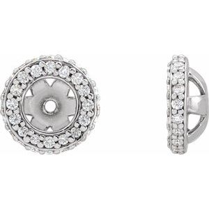 14K White Gold 4 Mm Pair Polished 1/5 Ctw Lab Grown Diamond Halo-Style Earring Jackets