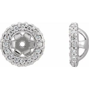 14K White Gold 4.5 Mm Pair Polished 1/5 Ctw Lab Grown Diamond Halo-Style Earring Jackets