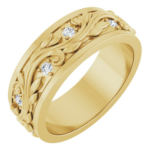14K Yellow Or White Gold Round 1.8 Mm Si2-Si3, G-H Polished 1/4 Ctw Natural Diamond Band, Size 7
