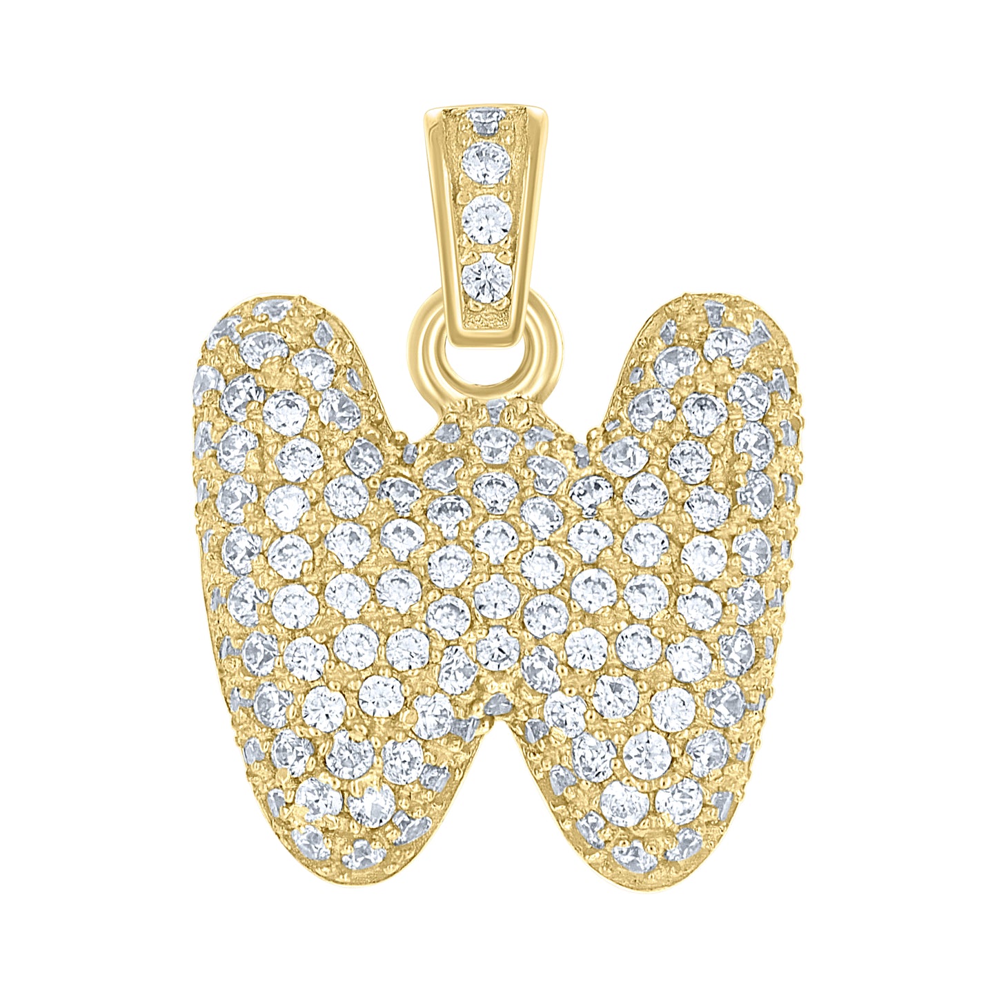 10K Yellow Gold Unisex Cubic-Zirconia Bubble Initial Letter Charm Pendant