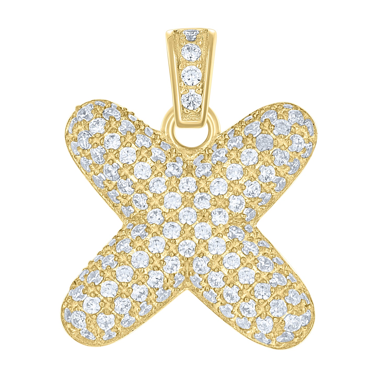 10K Yellow Gold Unisex Cubic-Zirconia Bubble Initial Letter Charm Pendant