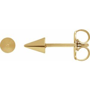 14K Yellow Gold 3.5 X 3.5 Mm Pair Friction Backs Polished Spike Stud Earrings
