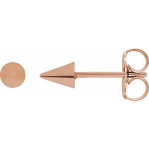 14K Rose Gold 3.5 X 3.5 Mm Pair Friction Backs Included Polished Spike Stud Earrings