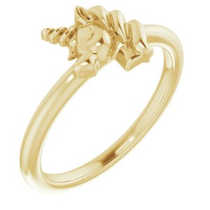 14K Yellow Gold Polished Youth Unicorn Ring Size 3