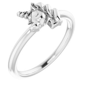 Sterling Silver Polished Youth Unicorn Ring Size 3
