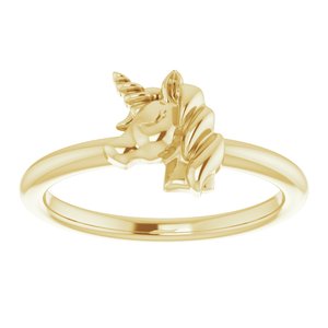 14K Yellow Gold Polished Youth Unicorn Ring Size 3