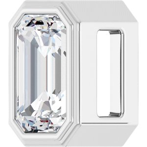 14K White Gold Emerald 4 X 3Mm Ghi Si2-Si3 1/4 Ct Natural Diamond Solitaire Bezel-Set Pendant Slide