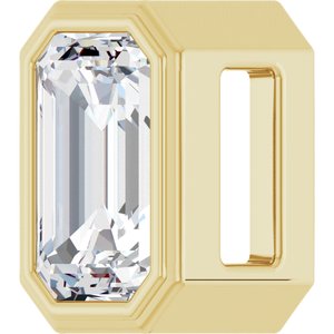 14K Yellow Gold Emerald 4 X 3Mm Gh Si1-Si2 1/4 Ct Lab-Grown Diamond Solitaire Bezel-Set Pendant Slide