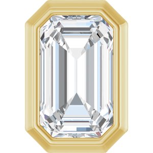 14K Yellow Gold Emerald 4 X 3Mm Gh Si1-Si2 1/4 Ct Lab-Grown Diamond Solitaire Bezel-Set Pendant Slide